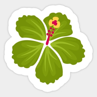 Green Hand Drawn Hibiscus Flower Sticker